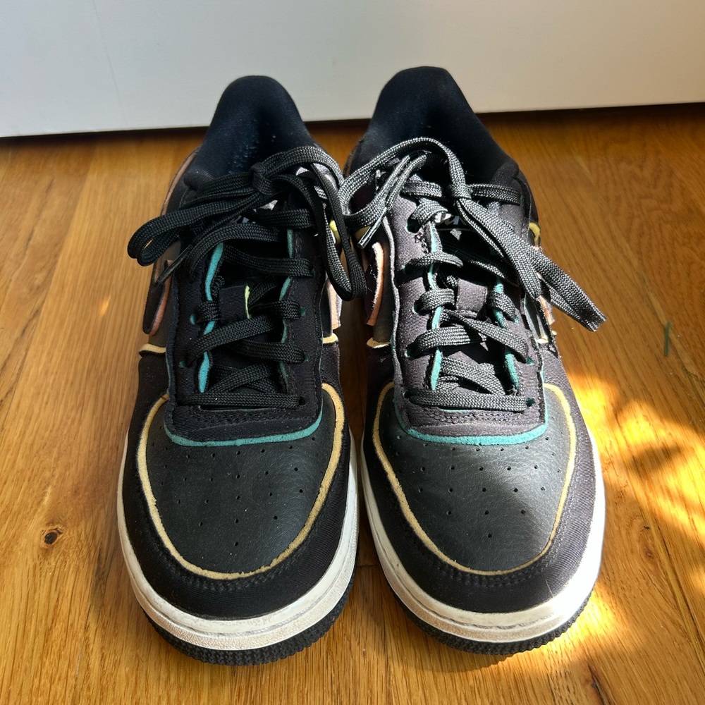 Black Sneakers with Multicolor Accents